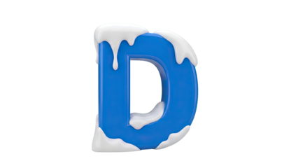 Blue letter D with snow
