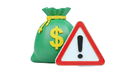 Money Bag with Warning Sign