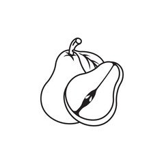 Fresh Pear Fruit Vector Icon, Minimalist and Modern Fruit Illustration