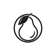 Fresh Pear Fruit Vector Icon, Minimalist and Modern Fruit Illustration