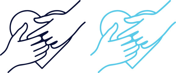 Vector illustration of two hands holding a heart in a loving gesture