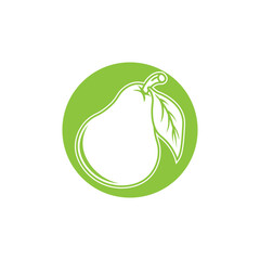 Fresh Pear Fruit Vector Icon, Minimalist and Modern Fruit Illustration