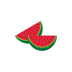 Fresh Watermelon Fruit Vector Icon, Minimalist and Modern Fruit Illustration