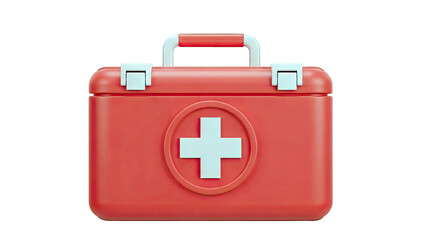Obraz premium Red First Aid Kit with White Cross Symbol