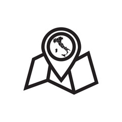 Simple map of Italy isolated on white background. Italian black sign logo vector illustration