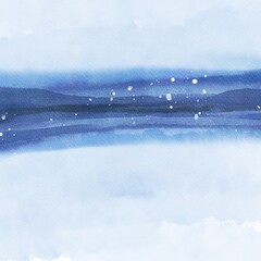Soft Blue Watercolor Horizon Background