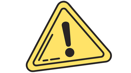 Caution signal icon in a yellow warning triangle for emergency notifications and system alerts, minimalist flat vector graphic.