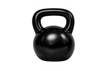 Black kettlebell displaying fitness, bodybuilding, and strength training equipment isolated for gym workouts and crossfit exercises