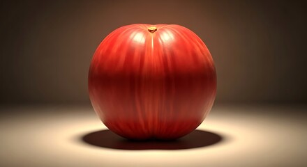 Single ripe red tomato with dramatic lighting