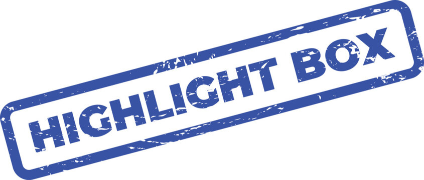 Blue highlight box stamp with grunge effect on white background