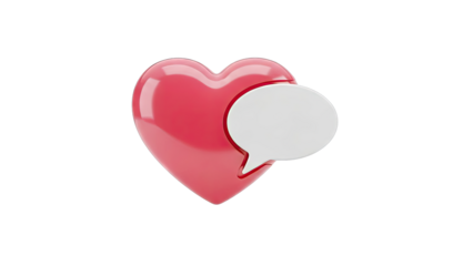 3D Rendered Red Heart with Speech Bubble