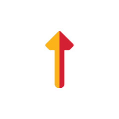 Two-Toned Arrow Pointing Upwards on White, Flat Design
