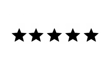 Five stars rating icon indicating premium quality product or service, top feedback, and customer satisfaction