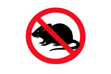 Rat prohibited symbol indicating pest control, rodent extermination, hygiene, and safe, clean environments