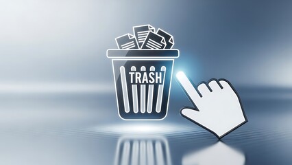 Deleting data from computer trash icon.
