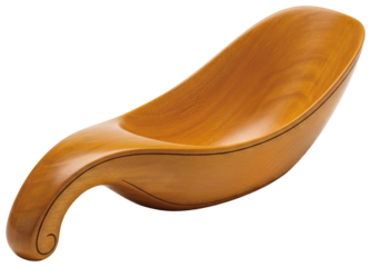 Handcrafted wooden shoehorn with smooth curve and natural grain isolated with transparent background