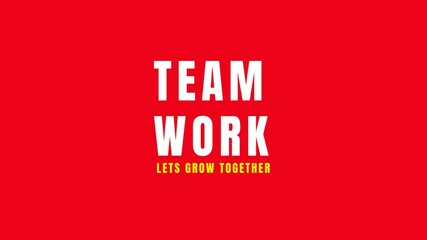 Teamwork Motivation Typography Animation on Red Background for Business Collaboration