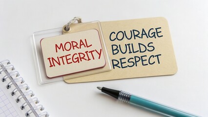 Fototapeta premium Moral Integrity and Courage Build Respect Inspirational Concept on Wooden Background with Stationery Elements