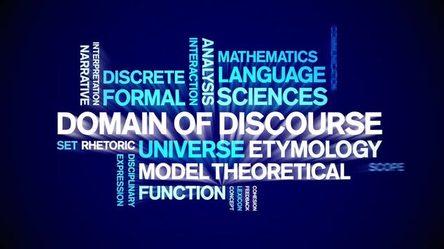 Domain of Discourse animated word cloud-text design animation tag kinetic typography seamless loop.