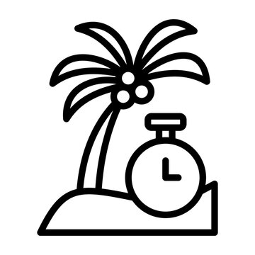 Paid Time Off Icon - Black Outline