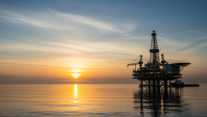 Obraz premium Ocean Oil Rig in Rough Sea – Offshore Petroleum Production and Industrial Energy Concept