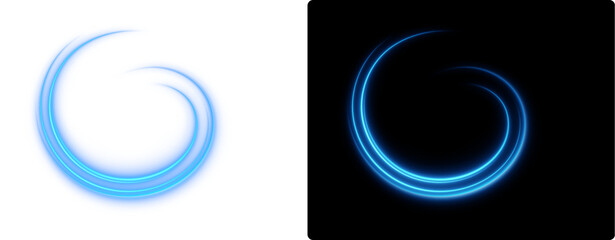 Futuristic blue  Circular Light Swirl on Dark and Light Background