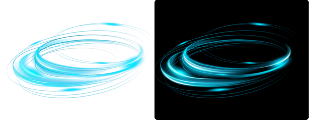 Futuristic blue  Circular Light Swirl on Dark and Light Background