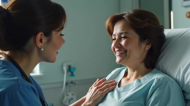 Warm Interaction Between Nurse and Patient on International Nurses Day
