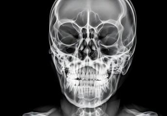 X-Ray of Human Skull - Medical Imaging and Skeletal Anatomy.