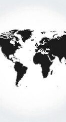 World Map Silhouette - A Global Perspective on Geography and Continents.