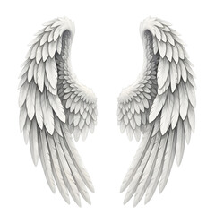 Obraz premium Pair of white feathered angel wings isolated on transparent background