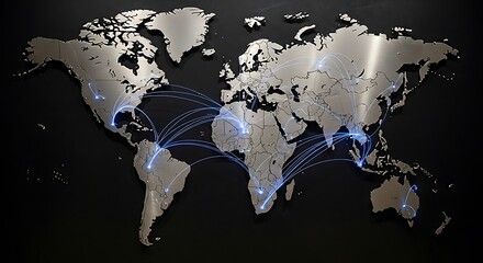 World Map with Global Connections - A Networked World.