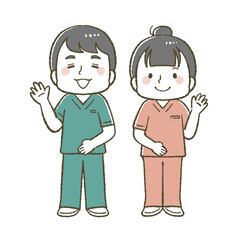 鍼灸院イラスト2人（男女ペア）