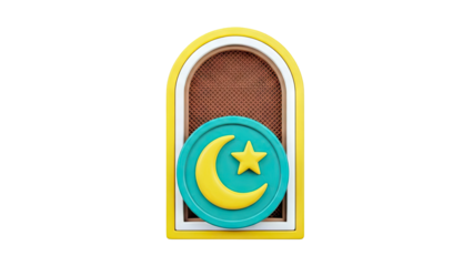 Islamic Crescent Moon and Star Emblem on Arch