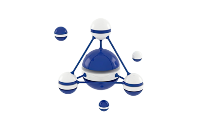 Abstract Molecular Structure with Blue and White Spheres