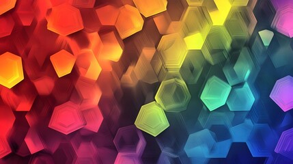 Abstract Honeycomb Gradient Background. Hexagon Grid Cells Pattern. Multi Colored Geometric Banner. AI Generative
