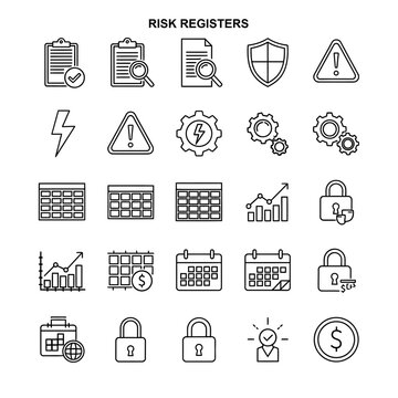 Risk management icons for business and finance professionals