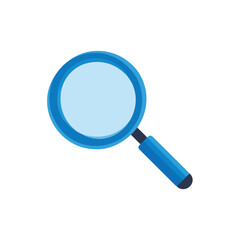 Modern Blue Magnifying Glass Icon on White Background