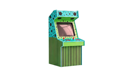 Retro Arcade Machine with Polka Dot and Stripe Design