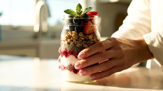 Delicious Yogurt Parfait with Granola and Berries