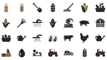 Collection of Farming and Agriculture Icons. © Joko