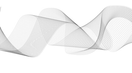 Fototapeta premium Stylized line art background. Vector illustration. Wave with lines created using blend tool. Abstract wave element for design. Digital frequency track equalizer.
