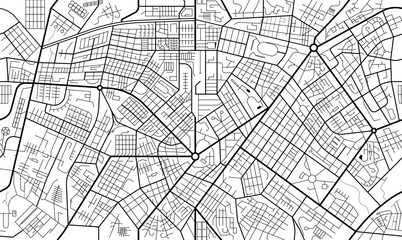 Obraz premium City or town map plan seamless pattern with streets, roads, parks and squares. Vector residential background with urban planning project. Abstract cartography map layout with road intersections