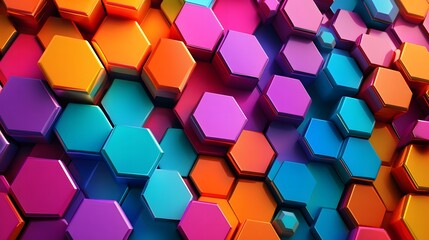Colorful three dimensional hexagonal background with a cube shape
