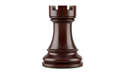 Dark Brown Wooden Chess Rook Piece Product Shot isolated PNG with Transparent Background