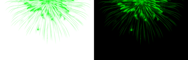 Green firework burst with glowing trails isolated on black background for holiday celebration event party and independence day festivities