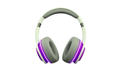 White and Gray Headphones with Purple LED Lighting