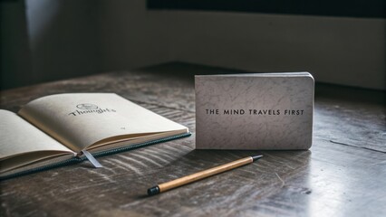 Thoughtful workspace with notebook and pen for creative inspiration and writing ideas in a serene environment