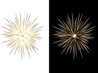 Fototapeta premium Golden Sparkler Burst and Starburst Light Effect Set on Black and White Backgrounds