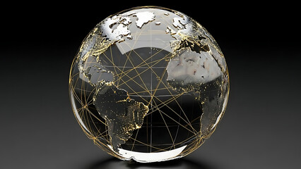 Glass Globe with World Map Lines.